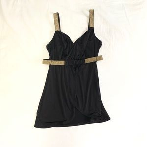 Black and Gold Empire Waist Top Low Cut